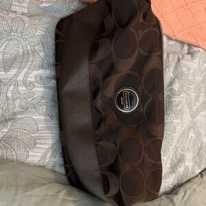 Coach Dark Brown Signature Pouch